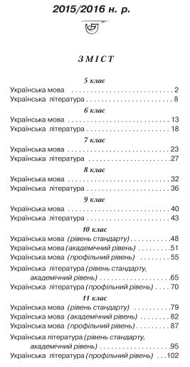 Календарне планування з української мови 5-11 класи